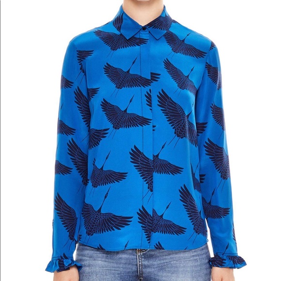 Sandro Tops - Sandro Lena printed silk blouse in blue